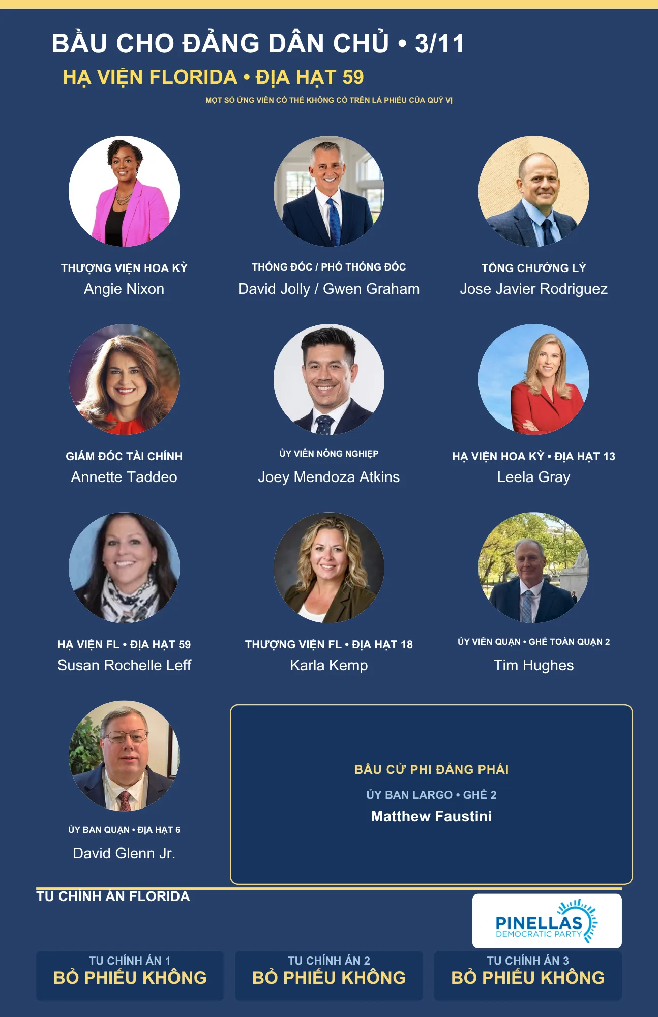 Thẻ hướng dẫn bầu cử Pinellas 2026 bằng tiếng Việt, Hạ viện Florida địa hạt 59, mặt trước