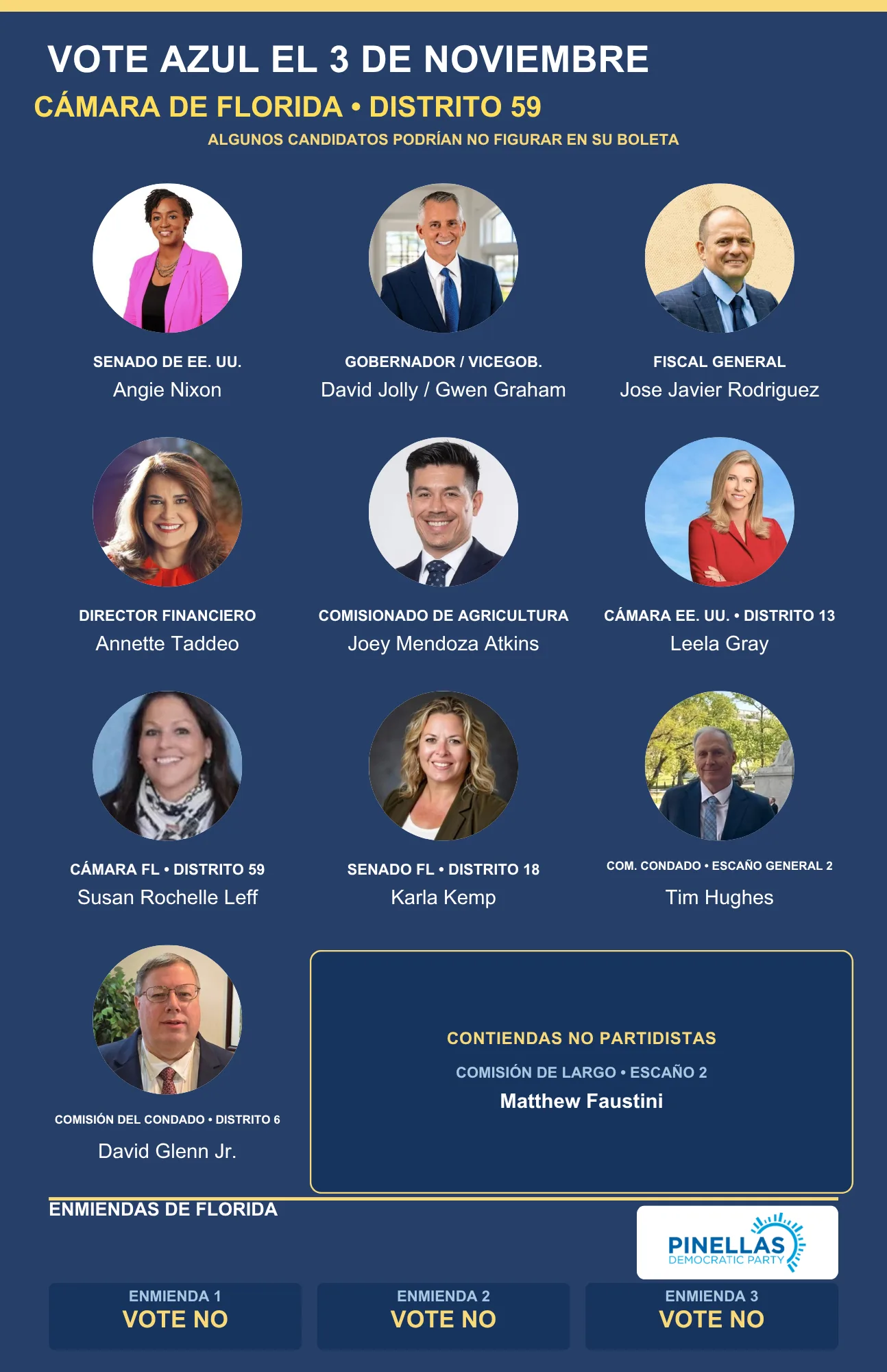 Guía electoral en español, Cámara de Florida, distrito 59, anverso